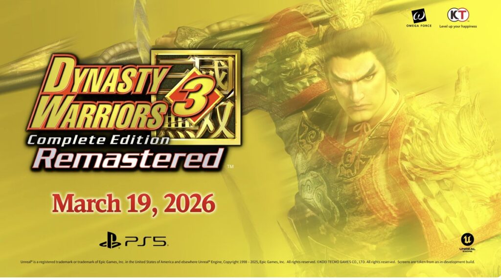 KOEI TECMO تعلن عن إصدار DYNASTY WARRIORS 3 Complete Edition Remastered في 19 مارس 2026