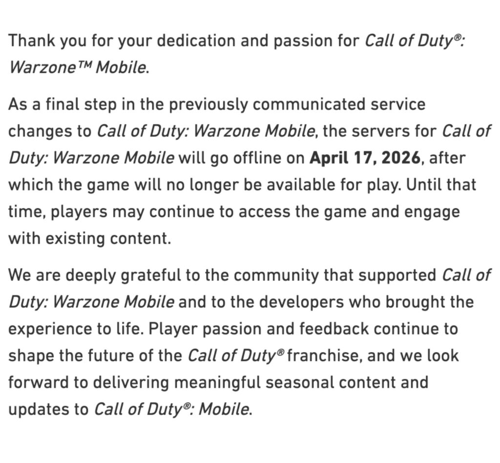 Call of Duty Warzone Mobile shutdown