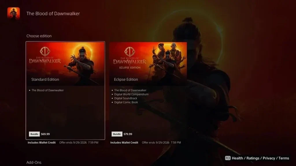 The blood of Dawnwalker Wallet Credit PlayStation